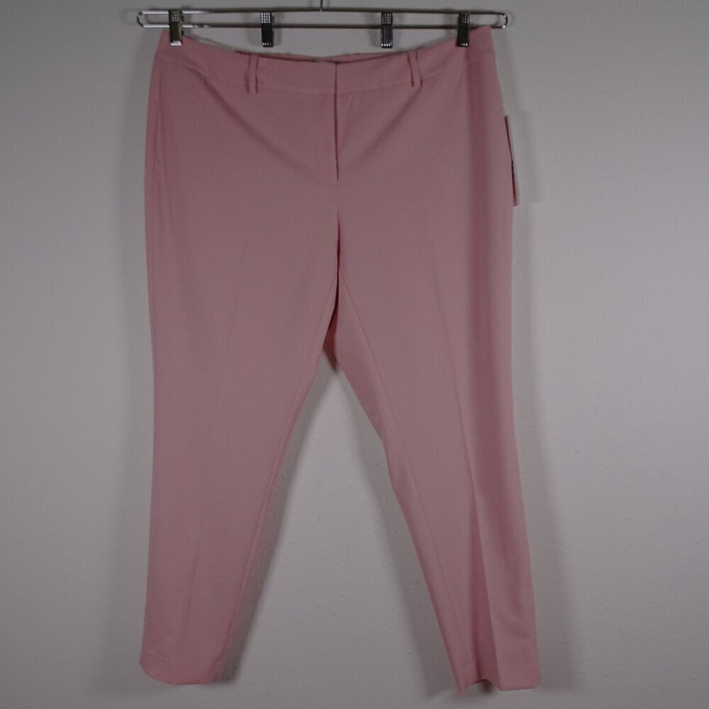 Calvin Klein Trouser Pants Women's Plus Size 14W Pink Slim Fit Stretch Classic